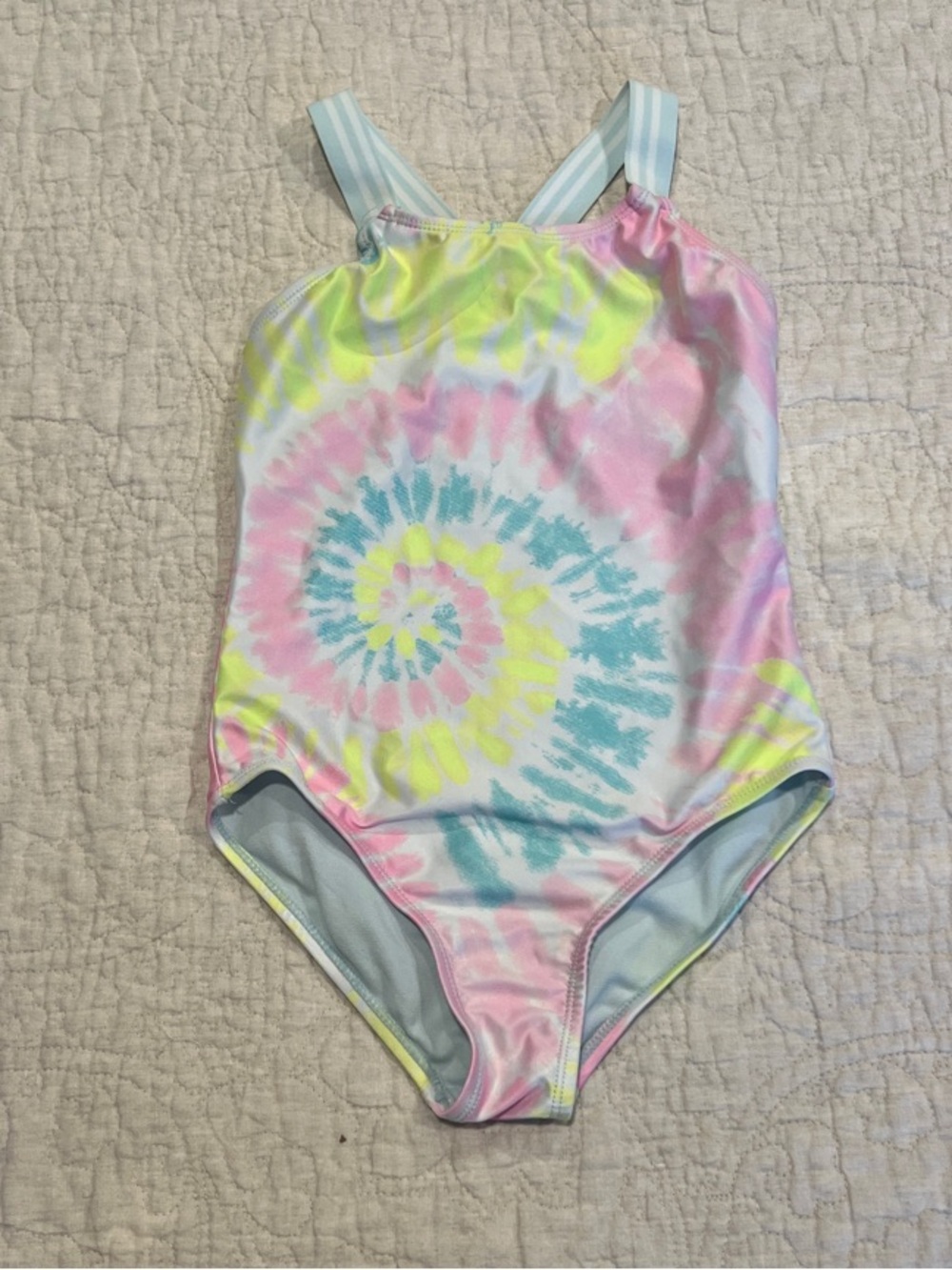 Girls Breaking Waves Pastel Tie-Dye One-Piece Swimsuit